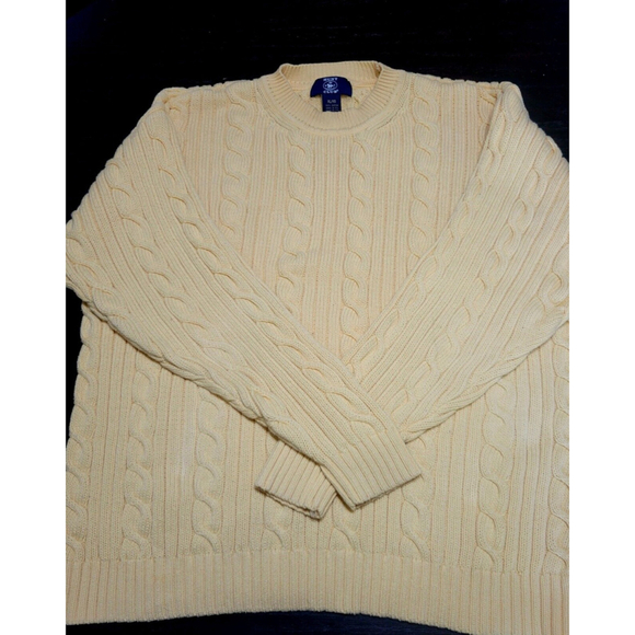 Vintage Hunt Club Mens Yellow Cable Knit Crew Neck Sweater Size XL - Picture 1 of 4